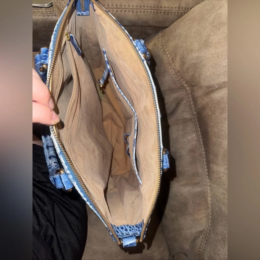 Brahmin Blue Crocodile Embossed Satchel - Picture 7 of 8